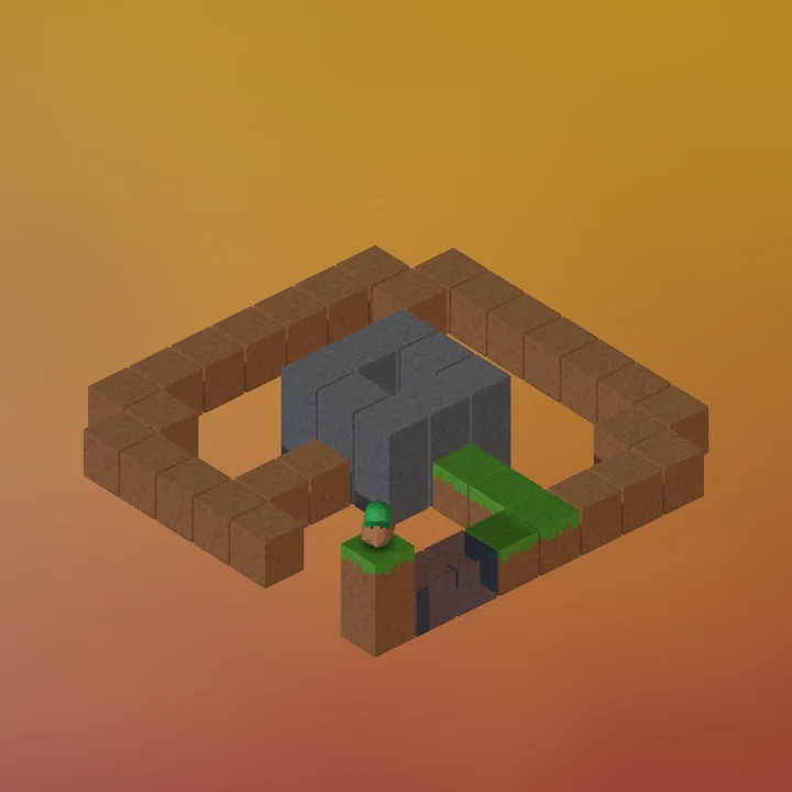 A ring of soil blocks around a stone block